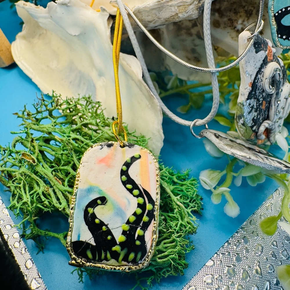 Tentacle Pendant with Gold Chain